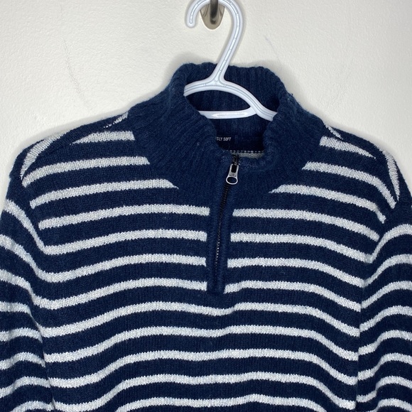 American Eagle Seriously soft striped wool blend mockneck quarter zip sweater M - Picture 3 of 10